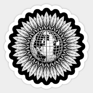 save the earth icon, earth flower vintage hand drawing design Sticker